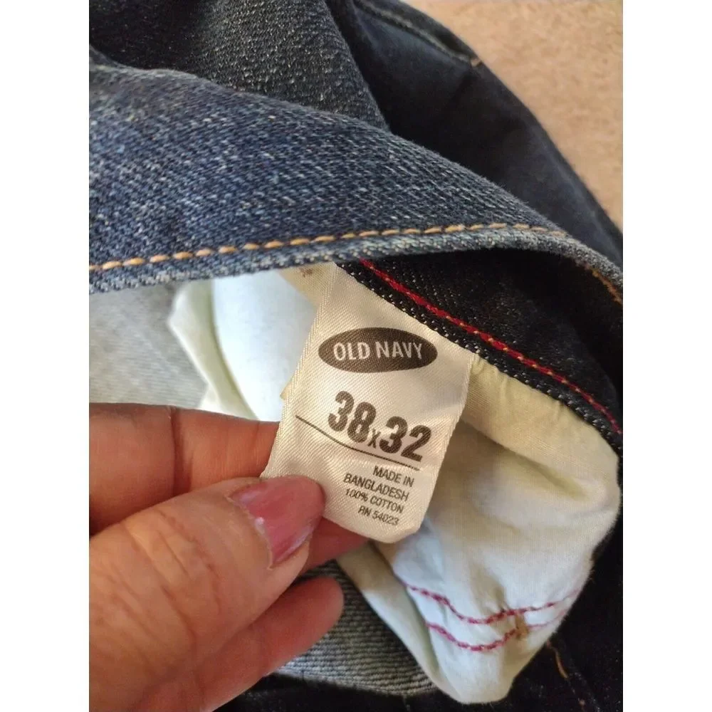 Old Navy Jeans Men 38x32 Blue Denim Loose‎ Fit Dark Wash Casual Travel Vacation